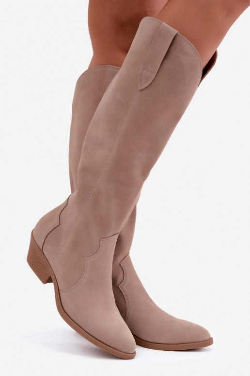 Botas de ante estilo vaquero, color arena Medira