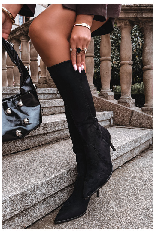 Botas altas cálidas con tacones altos, negras Taelia