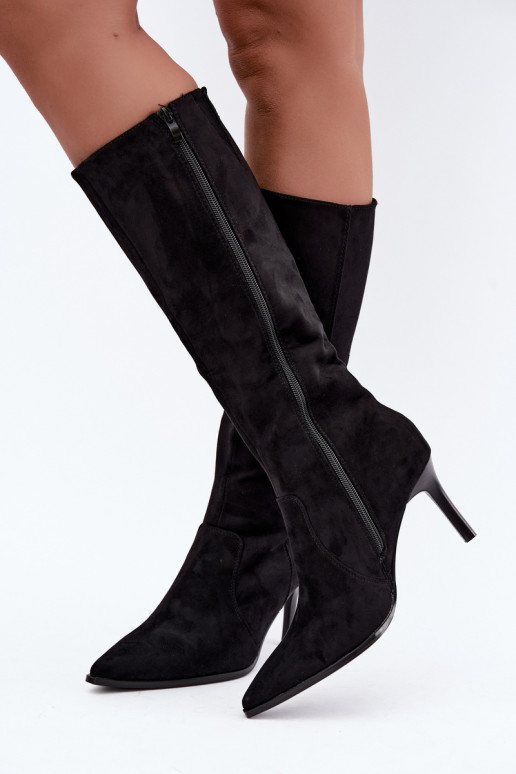 Botas altas cálidas con tacones altos, negras Taelia