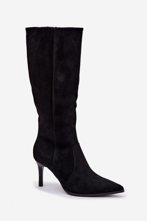 Botas altas cálidas con tacones altos, negras Taelia