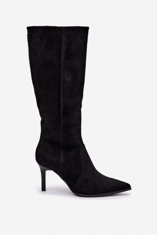 Botas altas cálidas con tacones altos, negras Taelia