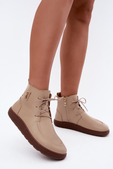Zapatos barefoot para mujer de cuero acolchados en color arena Zazoo 3077 2