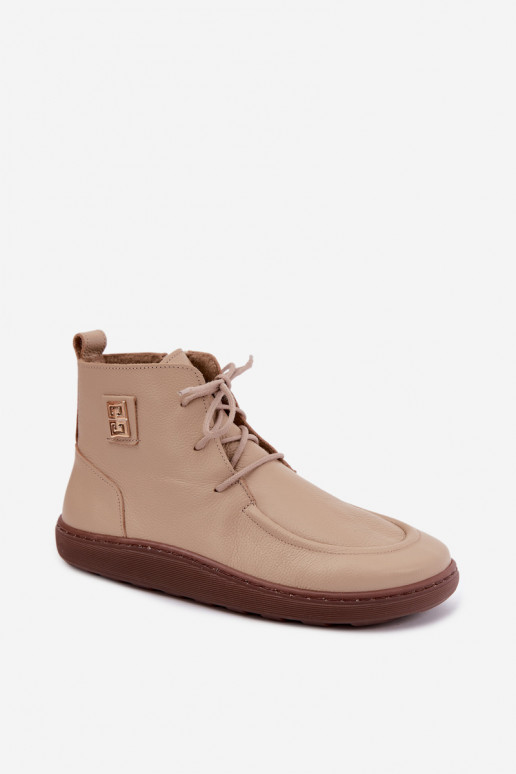 Zapatos barefoot para mujer de cuero acolchados en color arena Zazoo 3077