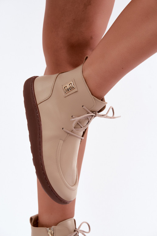 Zapatos barefoot para mujer de cuero acolchados en color arena Zazoo 3077