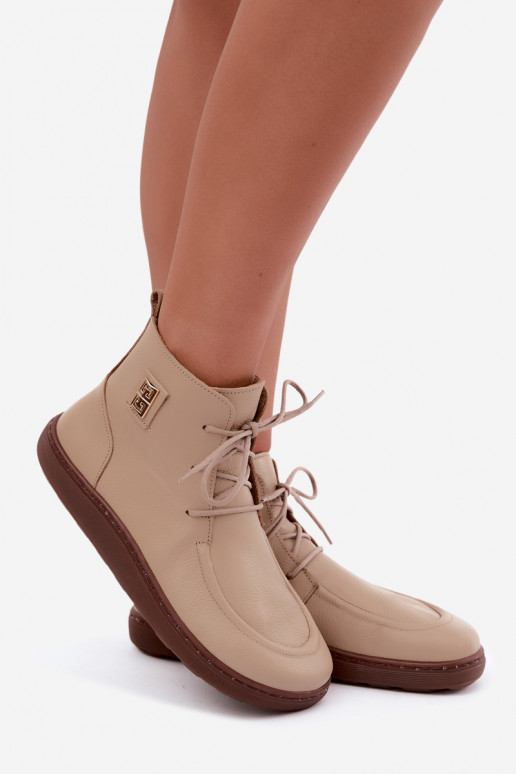 Zapatos barefoot para mujer de cuero acolchados en color arena Zazoo 3077