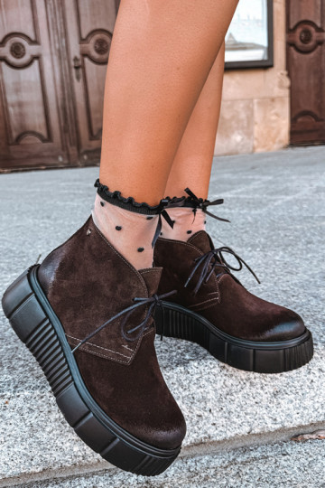 Zapatos para mujer de cuero de ante sintético acolchados con plataforma en color marrón Zazoo 60588 2