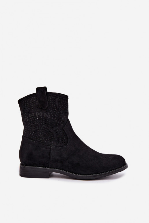 Botines con cordones y tacones anchos en color negro S.Barski HY62-8125