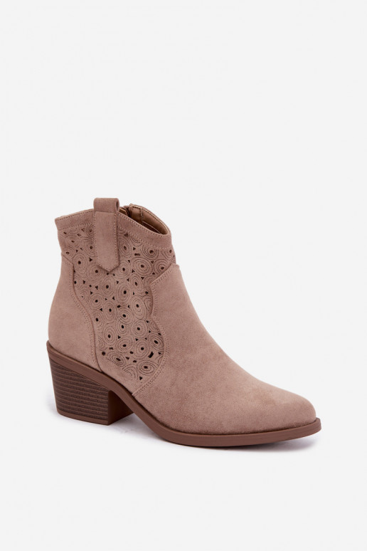 Botines de estilo cowboy en color arena con tacones S.Barski HY62-8147