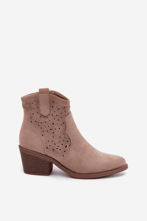 Botines de estilo cowboy en color arena con tacones S.Barski HY62-8147
