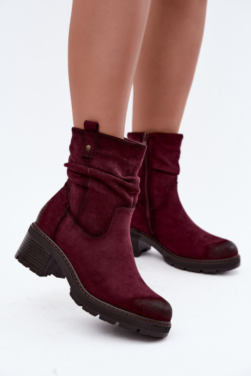 Botines aislados para mujer con volantes Klocke S.Barski HY62-8100 en color burdeos 2