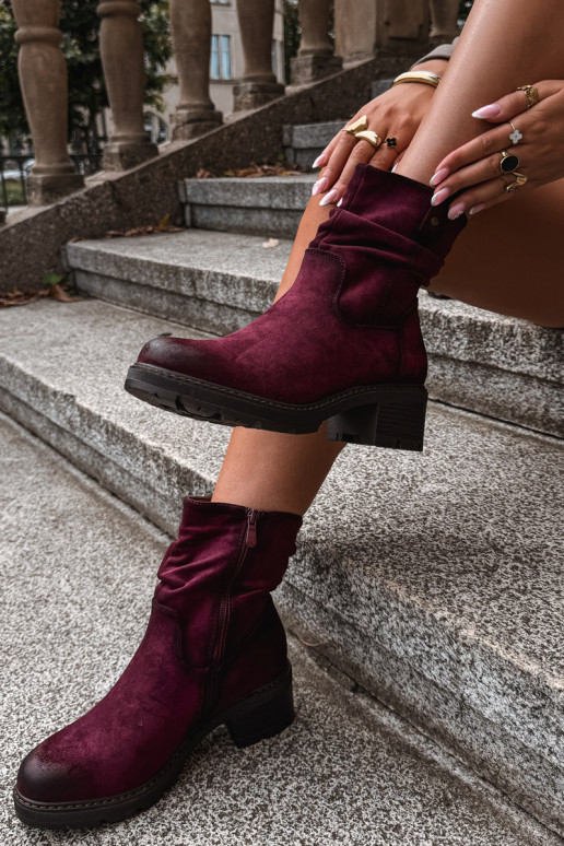 Botines aislados para mujer con volantes Klocke S.Barski HY62-8100 en color burdeos