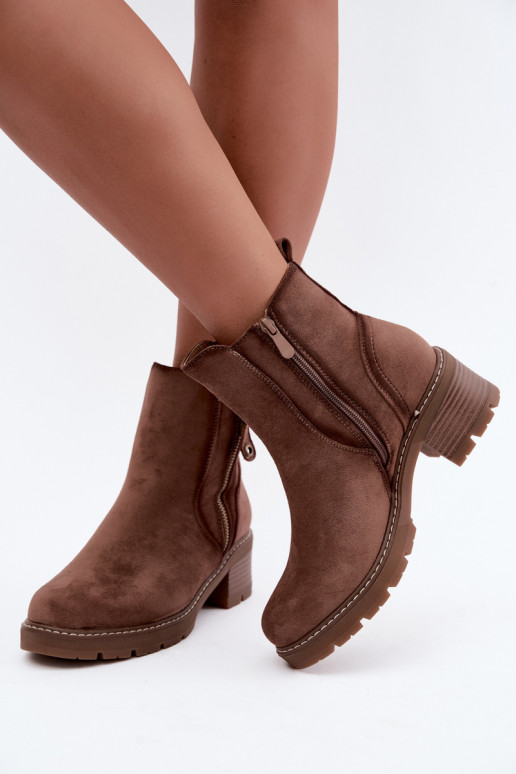 Botines aislados para mujer con tacones S.Barski HY62-8101 marrón