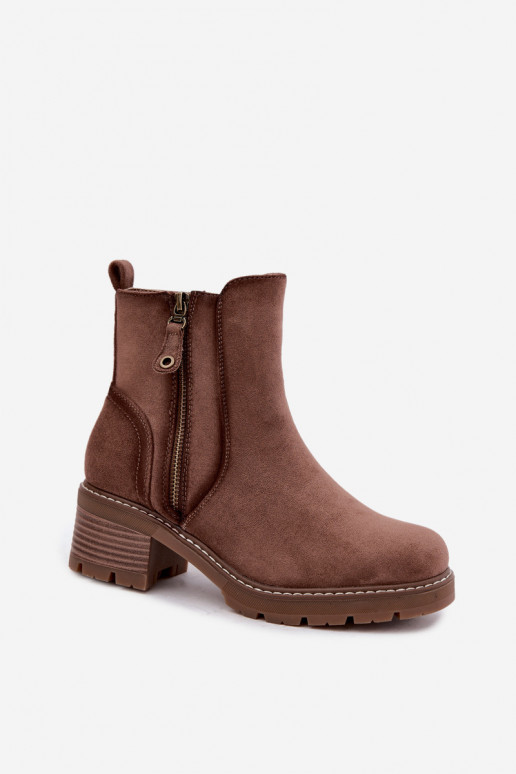 Botines aislados para mujer con tacones S.Barski HY62-8101 marrón