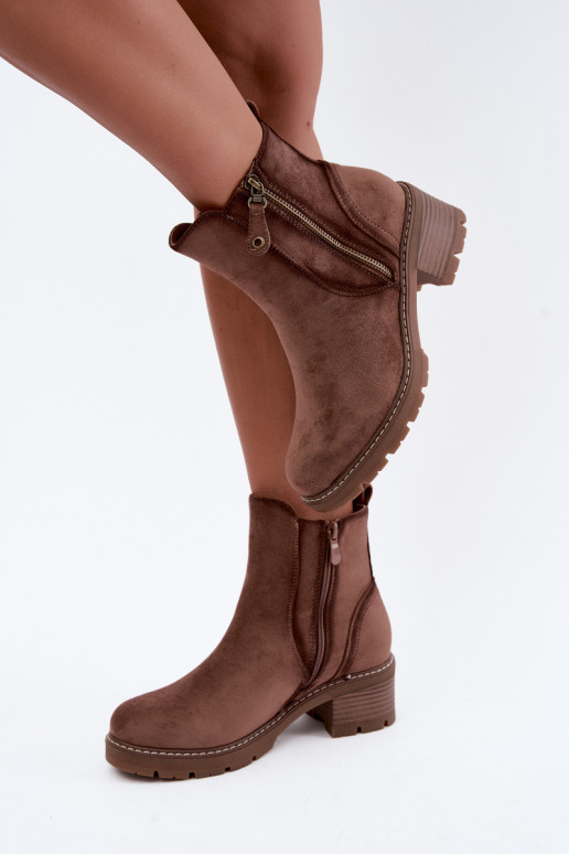 Botines aislados para mujer con tacones S.Barski HY62-8101 marrón