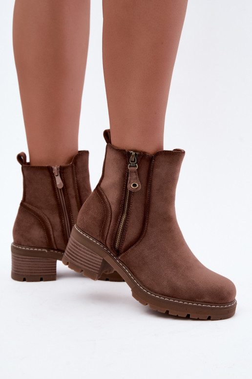 Botines aislados para mujer con tacones S.Barski HY62-8101 marrón