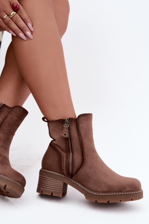 Botines aislados para mujer con tacones S.Barski HY62-8101 marrón