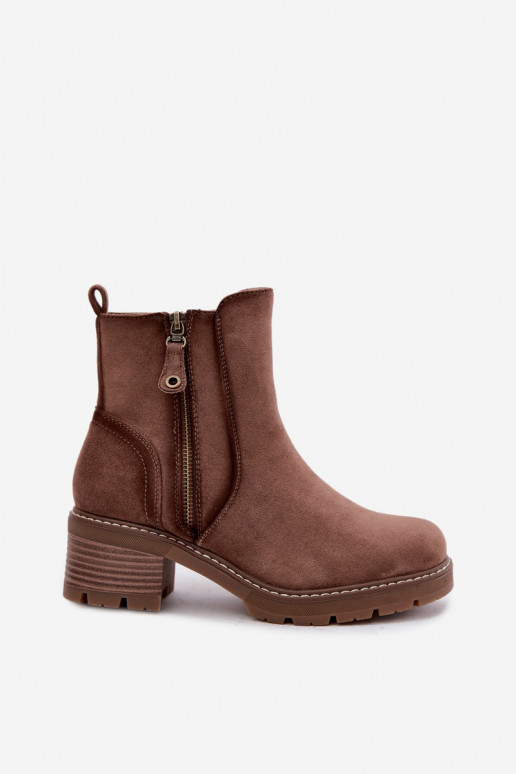 Botines aislados para mujer con tacones S.Barski HY62-8101 marrón