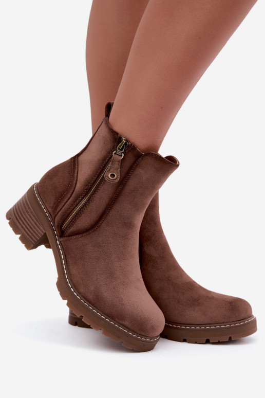 Botines aislados para mujer con tacones S.Barski HY62-8101 marrón