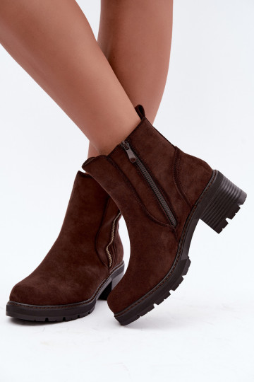 Botines aislados para mujer con tacones S.Barski HY62-8101 chocolate 2