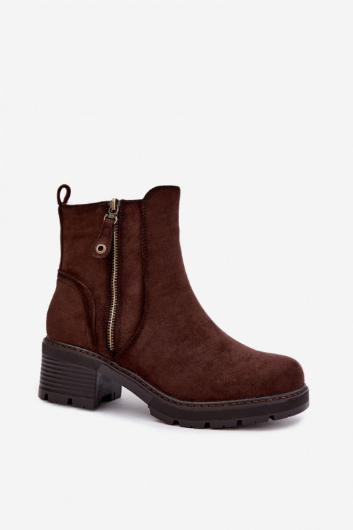 Botines aislados para mujer con tacones S.Barski HY62-8101 chocolate