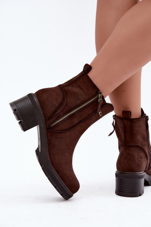 Botines aislados para mujer con tacones S.Barski HY62-8101 chocolate