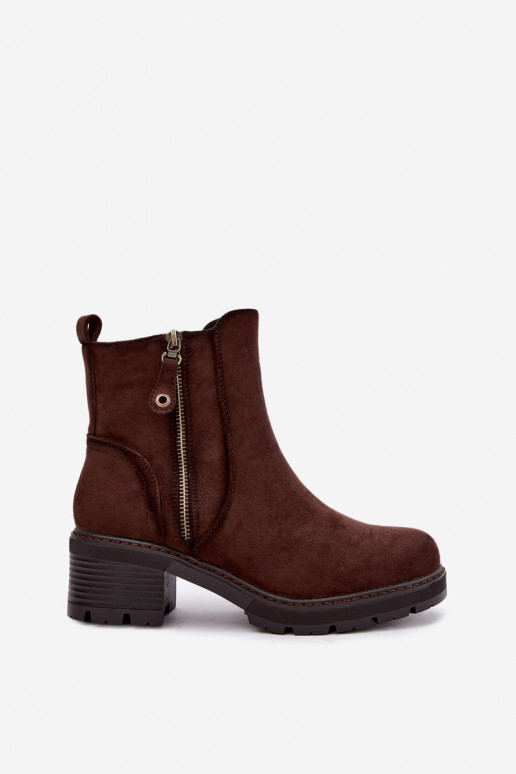 Botines aislados para mujer con tacones S.Barski HY62-8101 chocolate