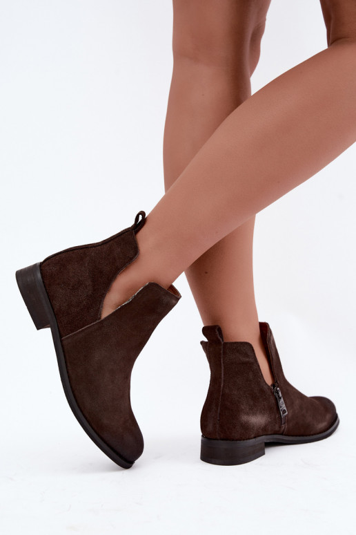 Botas de ante con cortes Vinceza 133142 chocolate