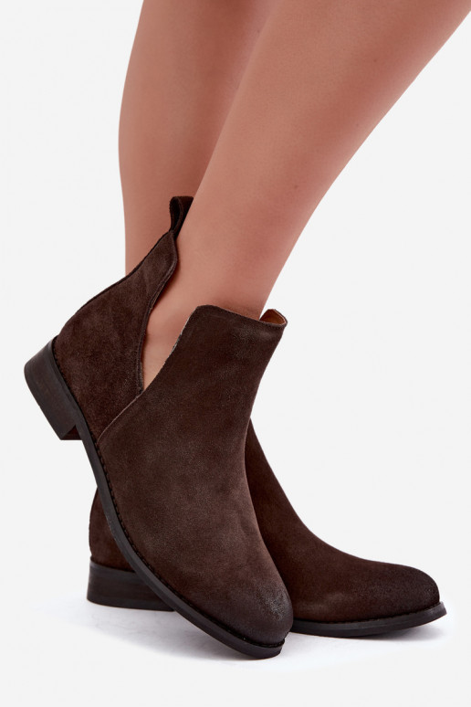 Botas de ante con cortes Vinceza 133142 chocolate