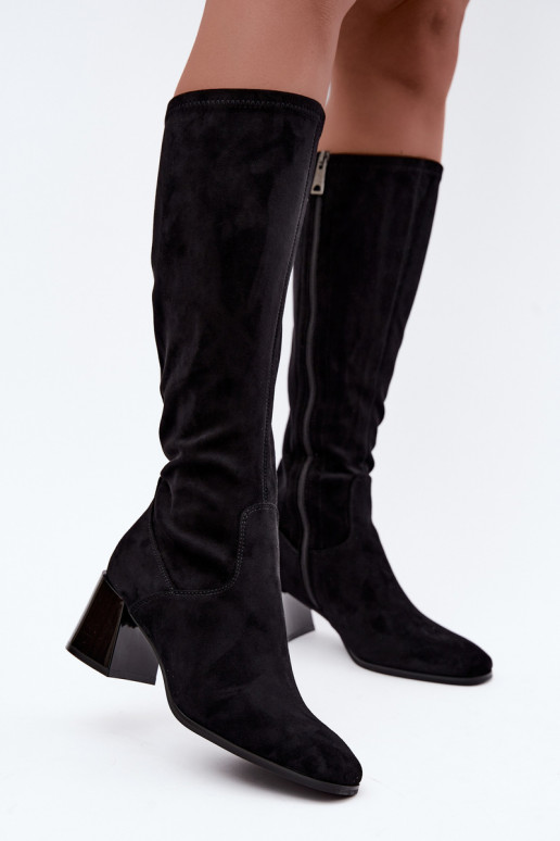 Botas largas de ante para mujer con tacones Vinceza 58697 negro