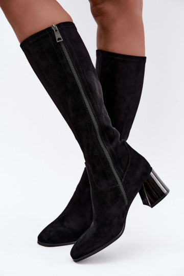 Botas largas de ante para mujer con tacones Vinceza 58697 negro 2