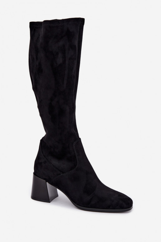 Botas largas de ante para mujer con tacones Vinceza 58697 negro