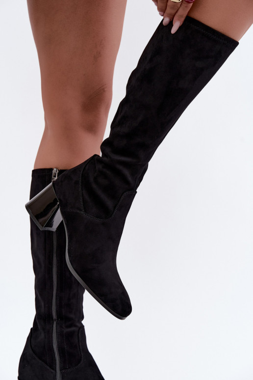 Botas largas de ante para mujer con tacones Vinceza 58697 negro