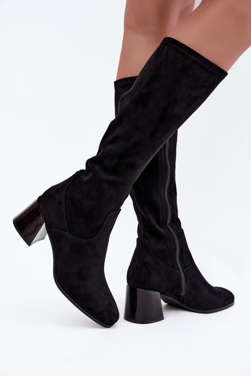 Botas largas de ante para mujer con tacones Vinceza 58697 negro