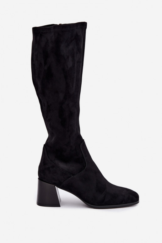Botas largas de ante para mujer con tacones Vinceza 58697 negro