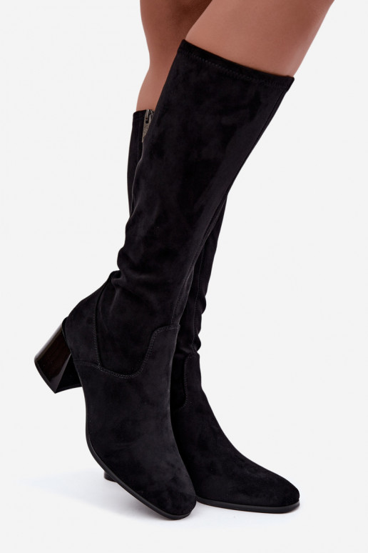 Botas largas de ante para mujer con tacones Vinceza 58697 negro
