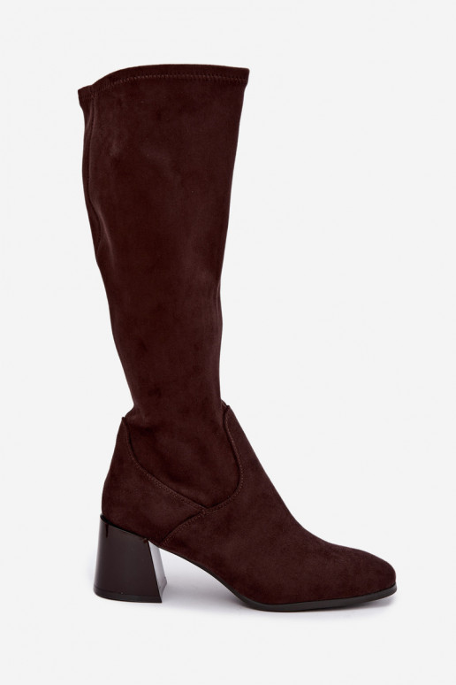 Botas largas de ante para mujer con tacones Vinceza 58697 chocolate