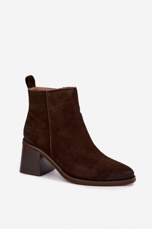Botines aislados de cuero sintético con tacones Vinceza en color chocolate