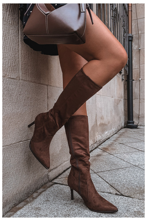 Botas altas marrones cálidas con tacones Taelia