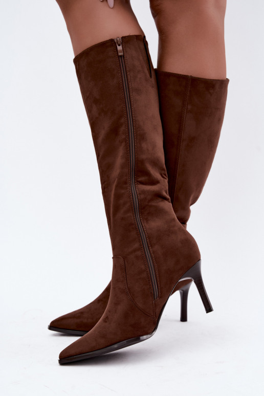 Botas altas marrones cálidas con tacones Taelia