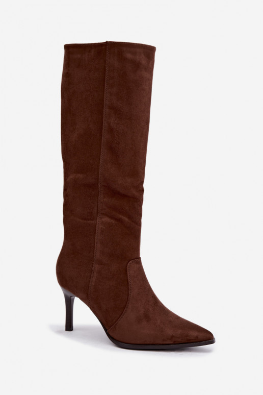 Botas altas marrones cálidas con tacones Taelia