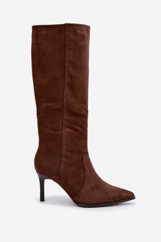 Botas altas marrones cálidas con tacones Taelia