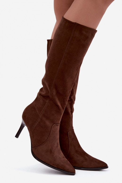 Botas altas marrones cálidas con tacones Taelia