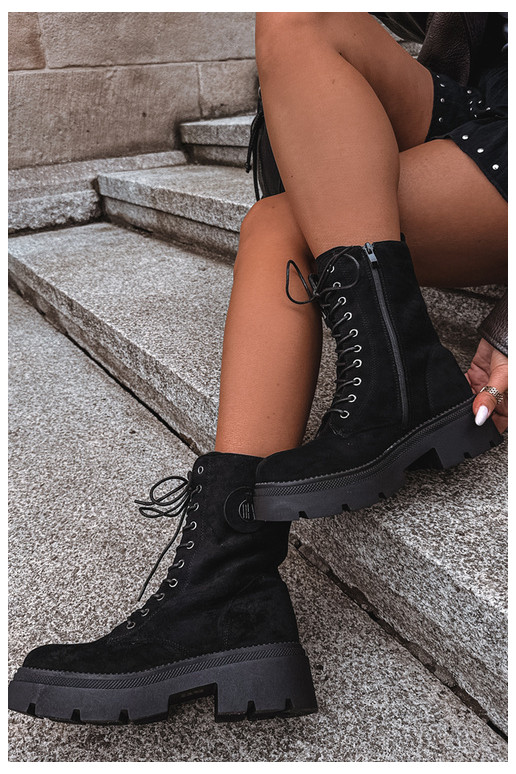 Botines negros cálidos para mujer de ante sintético Livela
