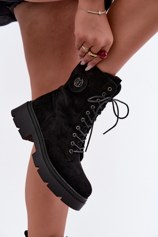 Botines negros cálidos para mujer de ante sintético Livela