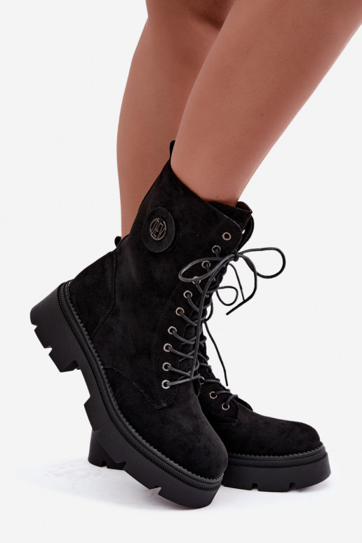 Botines negros cálidos para mujer de ante sintético Livela