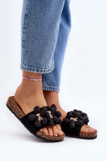 Zapatillas de mujer con detalles decorativos Bunlia en color negro 2