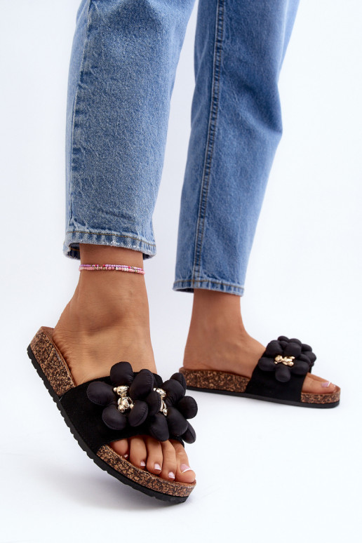 Zapatillas de mujer con detalles decorativos Bunlia en color negro