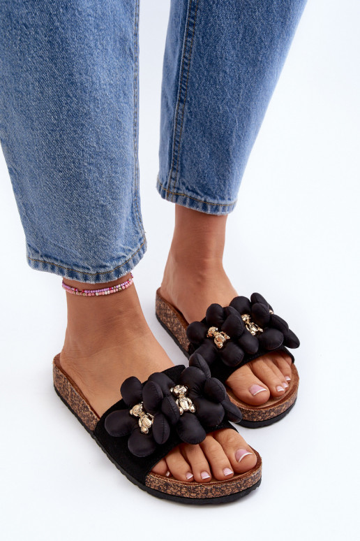 Zapatillas de mujer con detalles decorativos Bunlia en color negro