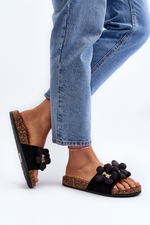 Zapatillas de mujer con detalles decorativos Bunlia en color negro