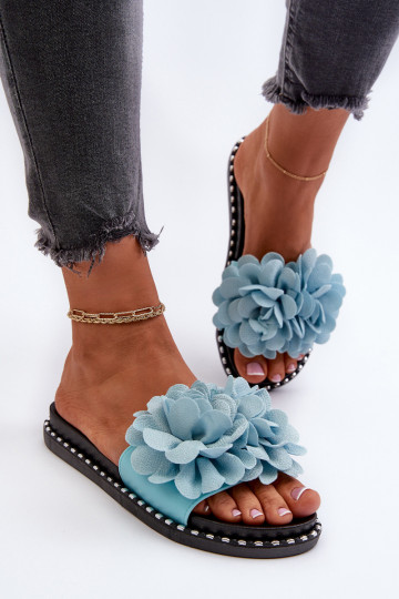 Zapatillas de mujer con motivos florales en azul Cellanen